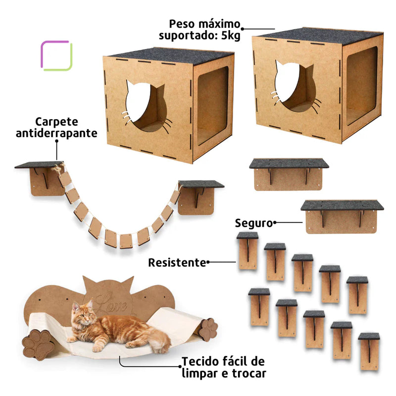 Playground para Gatos - Kit 16 Peças de Diversão e Aventura - Pet