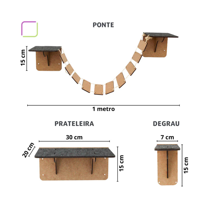 Playground para Gatos - Kit 16 Peças de Diversão e Aventura - Pet